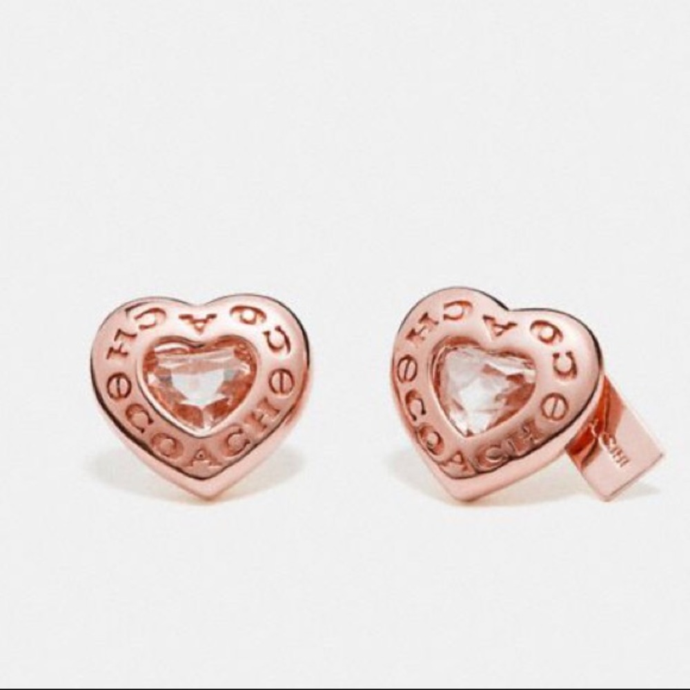 NEW COACH open Heart Rose Gold earring studs NWT